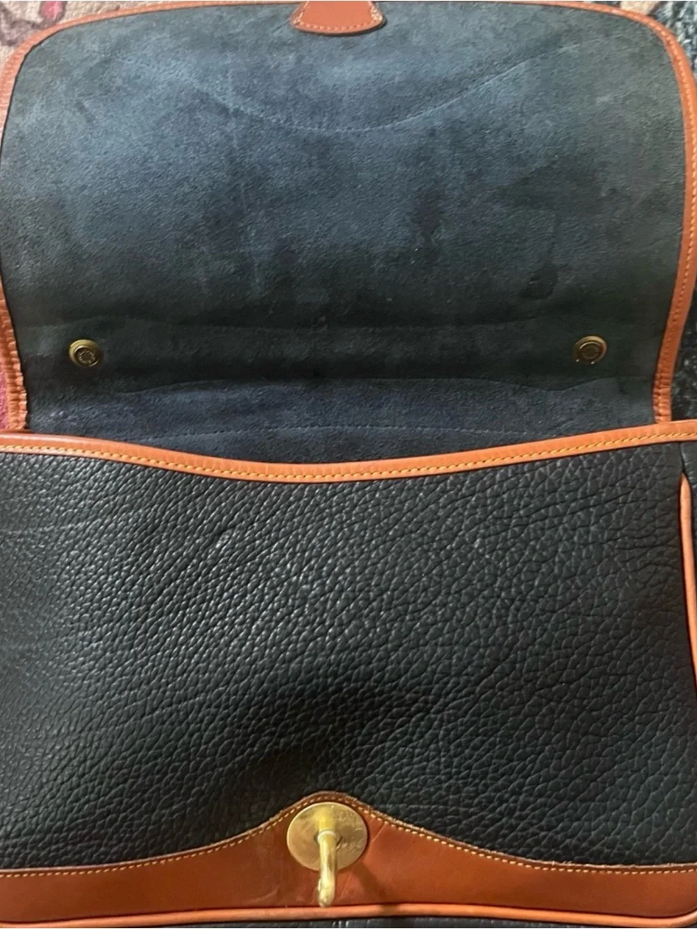 Dooney & Bourke Black and Brown Pebbled Leather Messenger Bag